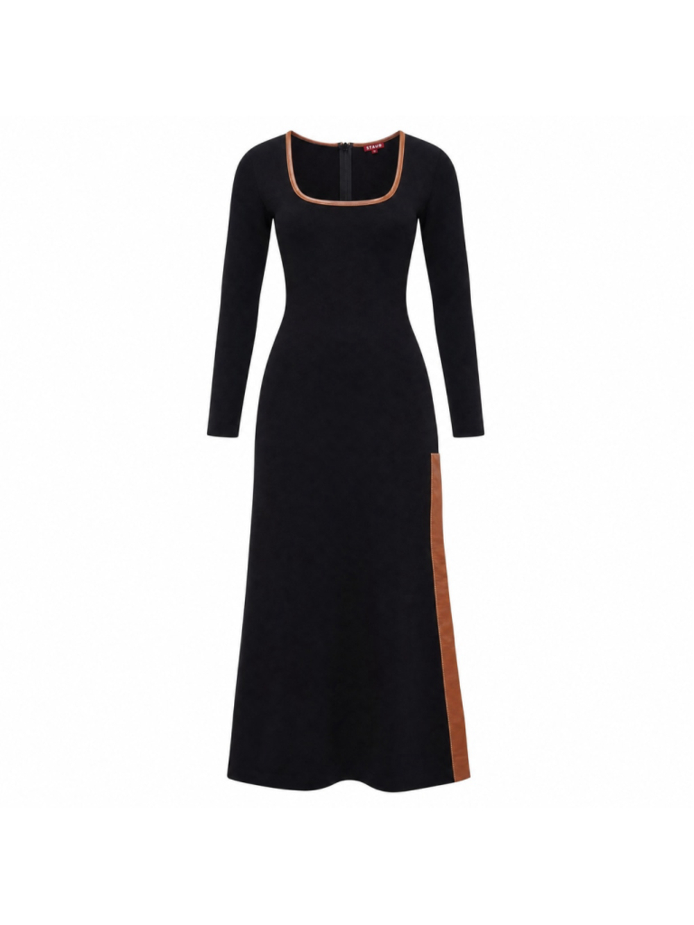 STAUD Joint Contrast Trim Midi Dress